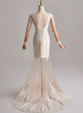 Elegant Long Sleeve Lace Mermaid Wedding Dress HZ0319