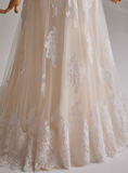 Elegant A Line Strapless Long Sleeve Pleated Wedding Dresss HZ0319