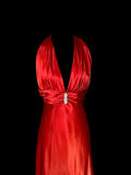 Sexy Prom Dress Red V-neck Backless Pleated Long Prom Dress Evening Dress Gala Dress HZ0319