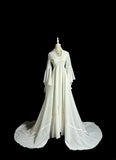 Elegant Wedding Dress A Line Crew Neck Long Sleeve Wedding Dress HZ0319
