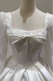 Charming Wedding Dress Square Neck Pleated Wedding Dress HZ0319