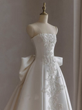 Elegant Wedding Dress A Line Strapless Wedding Dress HZ0319