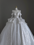 Gorgeous Wedding Dress Long Sleeve Pleated Wedding Dress HZ0319