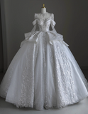 Gorgeous Wedding Dress Long Sleeve Pleated Wedding Dress HZ0319