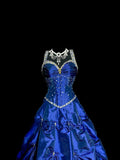 Charming Prom Dress Blue Spaghetti Straps Pleated Long Prom Dress Birthday Dress Ball Gown HZ0319