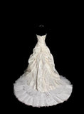 Elegant Wedding Dress A Line Strapless Pleated Tulle Wedding Dress HZ0319