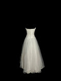 Minimalist Wedding Dress A Line Strapless Pleated Tulle Wedding Dress HZ0319