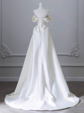 Elegant Wedding Dress A Line Off Shoulder Pleated Wedding Dress HZ0319