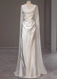 Elegant Wedding Dress A Line Square Neck Pleated Wedding Dress HZ0319