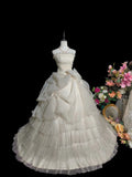 Vintage Wedding Dress Strapless Pleated Tulle Wedding Dress HZ0319