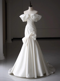 Elegant Wedding Dress Off Shoulder Pleated Mermaid Wedding Dress HZ0319