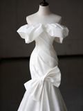 Elegant Wedding Dress Off Shoulder Pleated Mermaid Wedding Dress HZ0319
