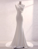 Minimalist Wedding Dress Pleated Backless Wedding Dress HZ0319