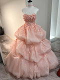 Pretty Prom Dress Sweetheart Floarl Pleated Ball Gown Sweet 16 Dress HZ0319