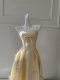 Sweet Prom Dress Light Yellow A Line Spaghetti Straps Long Birthday Party Outfits Evening Gown HZ0319