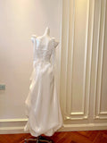 Elegant Prom Dress White A Line Square Neck Pleated Birthday Party Outfits Long Evening Dress HZ0319