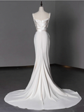 Minimalist Wedding Dress Spaghetti Straps Pleated Beading Mermaid Wedding Dress HZ0319