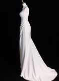Minimalist Wedding Dress Spaghetti Straps Slit Mermaid Wedding Dress HZ0319