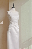 Elegant Wedding Dress Crew Neck Backless Beading Wedding Dress HZ0319