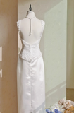 Elegant Wedding Dress Crew Neck Backless Beading Wedding Dress HZ0319