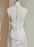 Elegant Wedding Dress Crew Neck Backless Beading Wedding Dress HZ0319