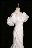 Charming Wedding Dress Off Shoulder Ruffle Pleated Mermaid Wedding Dress HZ0319