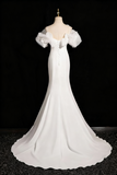 Charming Wedding Dress Off Shoulder Ruffle Pleated Mermaid Wedding Dress HZ0319