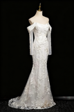 Pretty Wedding Dress Strapless Long Sleeve Mermaid Wedding Dress HZ0319