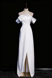 Newest Wedding Dress A Line Off Shoulder Pleated Slit Wedding Dress HZ0319