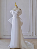 Pretty Wedding Dress A Line Off Shoulder Pleated Wedding Dress HZ0319