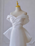 Pretty Wedding Dress A Line Off Shoulder Pleated Wedding Dress HZ0319