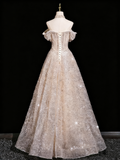 Shiny Prom Dress A Line Off Shoulder Prom Dress Evening Dress Birthday Party Dress HZ0319