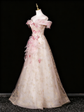 A Line Stunning Prom Dress Off Shoulder Floral Prom Dress Evening Gown Birthday Party Dress HZ0319