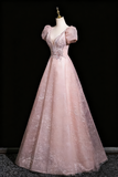 Elegant Prom Dress A Line V-neck Evening Gown Birthday Party Outfits HZ0319
