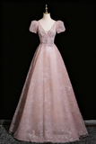 Elegant Prom Dress A Line V-neck Evening Gown Birthday Party Outfits HZ0319