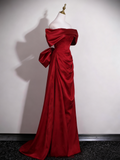 Elegant Prom Dress A Line Wine Red Off Shoulder Birthday Party Outfits Evening Gown HZ0319