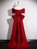 Elegant Prom Dress A Line Wine Red Off Shoulder Birthday Party Outfits Evening Gown HZ0319