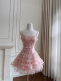 Popular Homecoming Dress Spaghetti Straps Tulle Short Prom Dress Birthday Party Outfits Cocktail Dress HZ0319