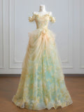 Stunning Prom Dress A Line Off Shoulder Tulle Pleated Print Evening Dress Quinceanera Dress HZ0319