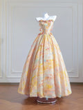 Colorful Prom Dress A Line Sweetheart Pleated Print Evening Dress Quinceanera Dress Ball Gown HZ0319