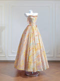 Colorful Prom Dress A Line Sweetheart Pleated Print Evening Dress Quinceanera Dress Ball Gown HZ0319