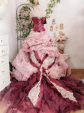 Sweet Prom Dress Strapless Pleated Ruffle Ball Gown Quinceanera Dress Birthday Party Dress HZ0319