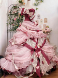 Sweet Prom Dress Strapless Pleated Ruffle Ball Gown Quinceanera Dress Birthday Party Dress HZ0319
