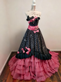 Cute Prom Dress Strapless Tiered Ball Gown Quinceanera Dress Birthday Party Dress HZ0319
