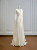 Elegant Wedding Dress A Line V-neck Pleated Wedding Dress HZ0319