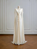 Elegant Wedding Dress A Line V-neck Pleated Wedding Dress HZ0319