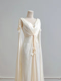 Elegant Wedding Dress A Line V-neck Pleated Wedding Dress HZ0319
