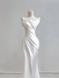 Pretty Wedding Dress Strapless Pleated Mermaid Wedding Dress HZ0319