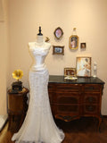 Shiny Wedding Dress Strapless Pleated Mermaid Wedding Dress HZ0319