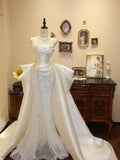 Shiny Wedding Dress Strapless Pleated Mermaid Wedding Dress HZ0319